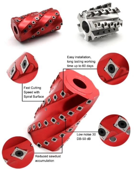 Plum Blossom Type Spiral Cutterhead-Staal of het Materiaal van de Aluminiumlegering